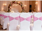 50 Pack Pink Chair Sashes, Light Pink Spandex Chair Bands for Wedding Gender Reveal Party Decor, Baby Pink Bows for Folding Chairs - Image 3