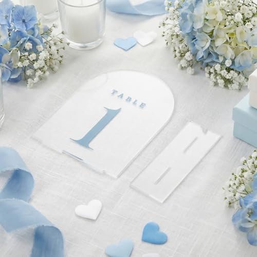 15 Pcs Table Numbers with Stands, 1-15, 5"x7", Dusty Blue - Image 4