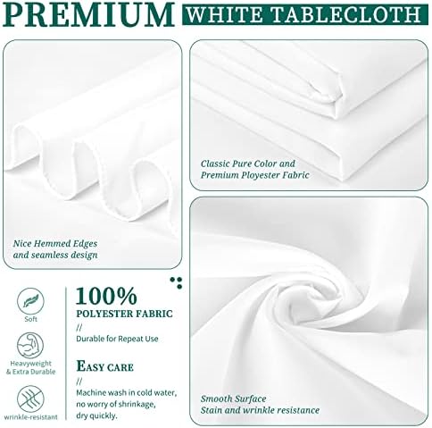 Showgeous 60x126 Inch White Rectangle Tablecloth 6 Pack Fit 7FT Table - Image 4