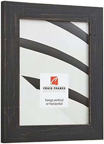 Craig Frames 14x14 Black Picture Frame Matted to 5x7, Rustic Wall Decor - Image 2