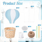 Meooeck 2 Pcs Hanging Hot Air Balloon Nursery Decor 15.7 Inch Paper Hot Air Balloon Centerpieces Reusable Paper Lanterns Set for DIY Craft Wedding Birthday Christmas Living Room Home, Blue White - Image 2