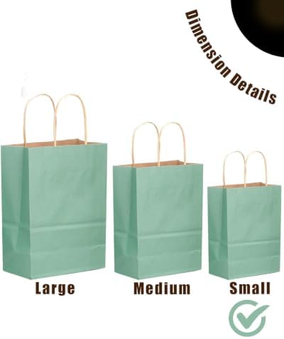 qiqee 100-Packs Light Blue Paper Gift Bags with Handles Bulk 8.26"×6"×3.15" Small Size Gift Bags Multiple Uses - Image 4