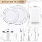 BESTVIP 350 PCS Disposable Silver Plates and Silverware Set for 50 Guests - Image 4