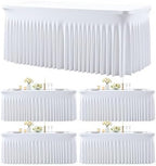 4 Pack White Table Cloth for 6 Foot Rectangle Tables Spandex Fitted Tablecloth 6ft Stretch Table Covers Skirt White Banquet Tablecloths Wrinkle Free Tablecloth for Party Wedding Birthday Event by Tao-GePartyDecorations
