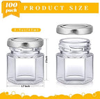 Nuogo 100 Pack 1.5oz Mini Hexagon Glass Jars Bulk Honey Jars, Silver - Image 2
