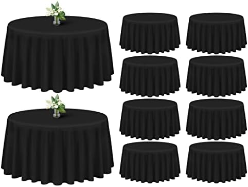 Showgeous 120 Inch Black Round Tablecloths, Polyester Table Covers by Showgeous
