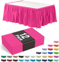 Exquisite Cerise Hot Pink Table Skirt 12 Pack - Disposable Plastic Table Skirts for Rectangle Tables 6ft 8ft & Round Tables - 29in x 14ft Self-Adhesive Strip - Birthday Wedding Gender Reveal Decor by Exquisite