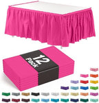 Exquisite Cerise Hot Pink Table Skirt 12 Pack - Disposable Plastic Table Skirts for Rectangle Tables 6ft 8ft & Round Tables - 29in x 14ft Self-Adhesive Strip - Birthday Wedding Gender Reveal Decor by Exquisite
