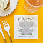 Big Dot of Happiness Personalized Elephant Napkins, Custom Little Peanut Baby Shower or First Birthday Party Decor, White 3-Ply Paper Luncheon Dinner Napkins - 50 Count - Image 3