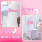 100PCS Spandex Stretch Chair Sashes Bows Universal Elastic Chair Cover Bands Ties with Buckle Slider for Wedding Party Birthday Reception Events Banquet Decoration(Pink) - Image 5