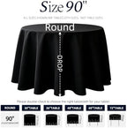 DRESSMAKER 10 Pack Round Tablecloth 90 Inch Black Cloth Fit 6FT Round Table - Image 3