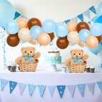 Hollowfly 6 Set Bear Baby Shower Party Decoration Table Centerpieces 6 Gender Reveal Stuffed Plush Bears 6 Bamboo Baskets 60 Colorful Balloons 12 Balloon Stands Birthday Party Wedding(Blue) - Image 4