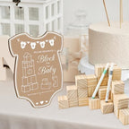 JarThenaAMCS 80 Pcs Baby Shower Game Kits Coloring Building Blocks Baby Clothes Wooden Display Sign Colorful Markers with Storage Box for Birthday Party DIY Crafts Supplies - Image 6