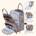 BabbleRoo Diaper Bag Backpack - Baby Essentials Travel Tote - Multi Function Water Resistant Diaper Bag, Travel Essentials Baby Bag with Changing Pad, Stroller Straps & Pacifier Case - Unisex, Khaki - Image 4