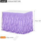 MECCANIXITY 14ft Light Purple Tutu Table Skirt, Tulle Curly Willow Table Skirt for Rectangle Tables, Ruffle Table Skirt for Birthday Wedding Gender Reveal Party - Image 2