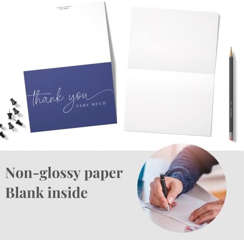 Thank You Cards | Bulk Greeting Cards | 100 Pack (Navy Blue) - Image 4