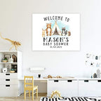 Andaz Press Custom Large Baby Shower Canvas Welcome Sign, 16 x 20 Inches, Woodland Animals, Guestbook Alternative, Personalized Sign Our Canvas, for Woodland Forest Animal Baby Shower, Baby Sprinkle - Image 4