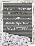 Felt Letter Board 12x16 Inch Rustic Wood Frame - Pre Cut & Sorted 725 Letters with Stand, Cursive Style Letters, Big Letters, Plastic Organizer, Shabby Chic Vintage Decor by Obliviscar