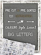 Felt Letter Board 12x16 Inch Rustic Wood Frame - Pre Cut & Sorted 725 Letters with Stand, Cursive Style Letters, Big Letters, Plastic Organizer, Shabby Chic Vintage Decor by Obliviscar