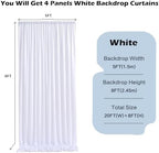20ft x 8ft Wrinkle Free White Backdrop Curtain for Weddings Parties, 4 Panels 5x10ft Soft Silky Polyester White Photo Backdrop Drapes Back Drop Cloth for Birthday Christmas Photography Background - Image 2