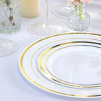 White Gold Rim Disposable Plates, 100Pcs Dinner 10.25" & Dessert 7.5" - Image 2