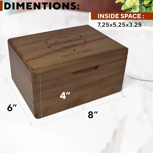Personalized Memory Box Travel, Travel Gifts for Couples, Acacia Wood - Image 5
