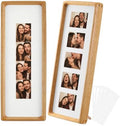 Lineshading 2 Pcs Photo Booth Frames 11.4 x 3.5 in, White, Golden Pear Wood by Lineshading