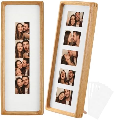 Lineshading 2 Pcs Photo Booth Frames 11.4 x 3.5 in, White, Golden Pear Wood by Lineshading