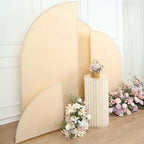 Efavormart Set of 4 Beige Spandex Half Moon Arch Covers, Custom Fit Chiara Backdrop Slipcovers from 2.5ft to 7ft for Tiered Boho Staging and Modern Party Decor - Image 6