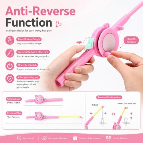 12 Set Pink Baby Shower Games Fishing The Pacifiers, Stylish - Image 4