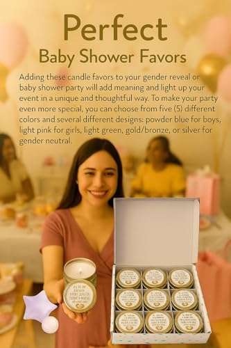 Majestic Zen Baby Shower Candle Favors Gift Set |9-Pack Neutral Scented Soy Wax Candles with Fresh Baby Powder |Long Lasting 40 Hour Burn |Unique Gender Reveal Party Favors & Baby Shower Decorations - Image 6
