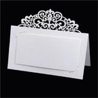 Name Tent Table Cards 200Pcs Vintage Flower Laser Cut Table Name Place Cards Lace Name Message Setting Card Wedding Birthday Party Favor Decoration(Purple) - Image 3