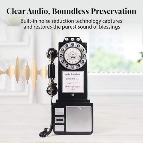 Audio Guest Book Wedding Phone with Vintage Design, Record Customized Audio Message Guest Book for Wedding, Party and Gathering, Black - Image 4