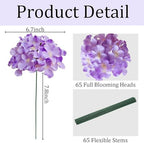 65Pcs Purple Hydrangea Artificial Flowers Bulk，Realistic Silk Fake Flowers with Stems，Faux Hydrangea Flowers for Wedding Home Decor Centerpieces Living Room Garden Party Baby Shower Decoration - Image 2