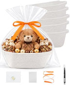 HAPPYER Gift Basket Set 6 Pack, Cotton Rope Woven Baskets with Ribbons Gift Bags Tissue Paper Cards Stickers, Empty Gift Baskets Bulk for Gifts Packaging, Decorative Storage Basket for Party Birthday by Unknown