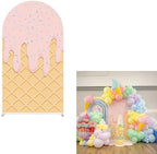 Arch Backdrop Cover Ice Cream Sprinkles Girls Birthday Party Decorations Arch Frame Fabric Cover Sweet ONE Candy Pink Baby Shower Baptism Parties (7.2x4ft Cover,Waffle) by ittsmnt