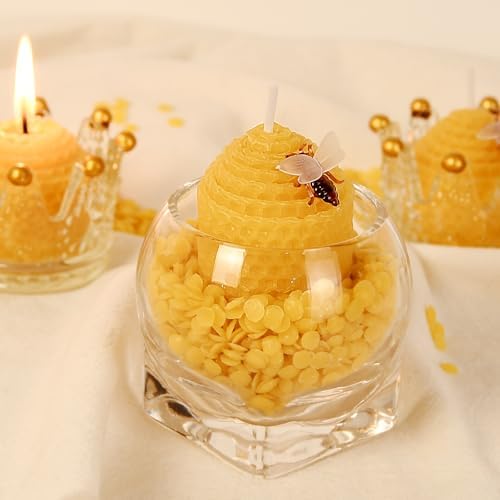 DEYBBY Natural Beeswax Candles Bulk Set of 16, Small Bees Wax Votive Candles with Little Bee Decorations as Housewarming Birthday Event Gift Party Favor (Yellow) (Pack of 2) - Image 3