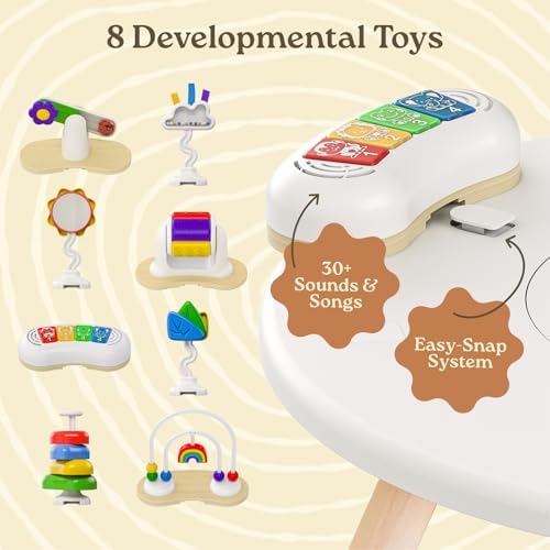 Little Acorn, 4-in-1 Baby Activity Center | Montessori-Inspired Design | 8 Interactive Toys | Tummy Time, Exersaucer & Toddler Table | Shower Gift | Essential (Sun) - Image 5
