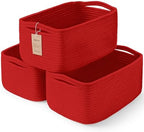 3 Pack Storage Baskets for Organizing, 13.7×9.5×6.3", Red by MaxuniTechLife
