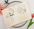 25 sets Vinatge Pearl Ivory Tri Fold Wedding Invitations Cards With Envelopes Inserts for Bridal Shower Birthday 5X7 - Image 4