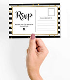 RSVP Postcards (Set of 50) 4"X6" Blank with Mailing Side,RSVP Reply Response Cards for Wedding Stripe & Gold Confetti Print Return Cards - Image 2