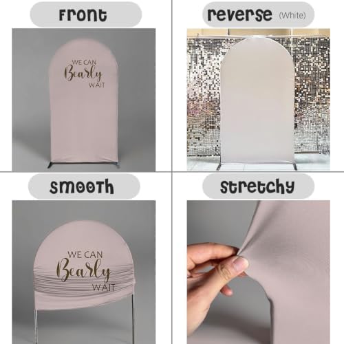 We Can Bearly Wait Brown Arch Cover for Baby Shower Party Decor,Elastic Spandex (G2357X,4.6x8ft (140x240cm)) - Image 4