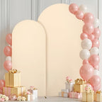 Champagne Arch Backdrop Cover 2 Set - 6.6FT, 5FT Spandex Fitted Wedding Arch Stand Covers Round Top Chiara Arch Backdrop Stands Cover for Birthday Parties Banquet Photo Background Decoration by WishCare