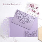 50 pcs Purple Wedding Invitations 5×7 Personalized Invitation with Envelope - Image 6