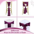 MDS® Pack of 75 Satin Chair Sashes for Wedding & Events – Eggplant - Image 4