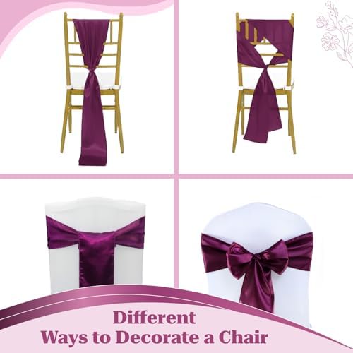 MDS® Pack of 75 Satin Chair Sashes for Wedding & Events – Eggplant - Image 4