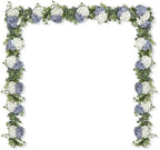 Artificial Hydrangea Flower Garland with Eucalyptus & Baby’s Breath 2PCS 6FT Floral Vines Greenery Garland for Mantel Wedding Arch Table Centerpiece Coastal Home Outdoor Decor (2, Dusty Blue & White) by Aviviho