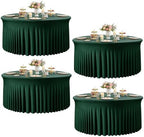 Dark Green Round Spandex Tablecloths, 5FT/60In Stretchy Table Cloth with Skirt, 4 Pack Washable Fitted Tablecloth, Circle Wrinkle Free Table Cover for Party Dining Banquet Events by Torrowsrort