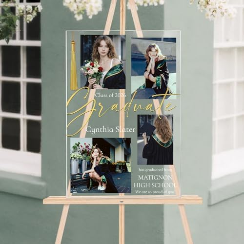 Personalized Graduation Yard Sign with Photos – Clear Acrylic Sign for High School Senior, Class of 2026, Custom Photo Graduation Decoration for Outdoor Yard - Image 2