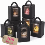 Bakepacker Auto Pop-up Cupcake Boxes, Black, 3.6"X3.6"X4.3", 100 Count by Bakepacker